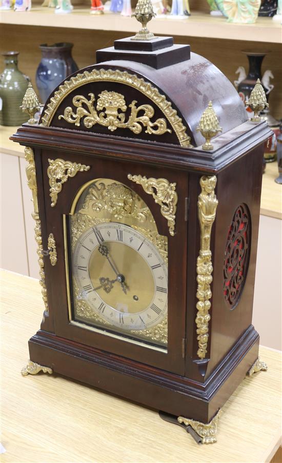 A late 19th century gilt metal mounted mahogany eight day bracket clock height 65cm